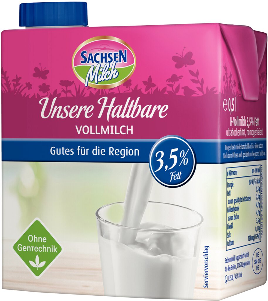 Sachsen H-Milch 3,5% 0,5 Liter Schraubv